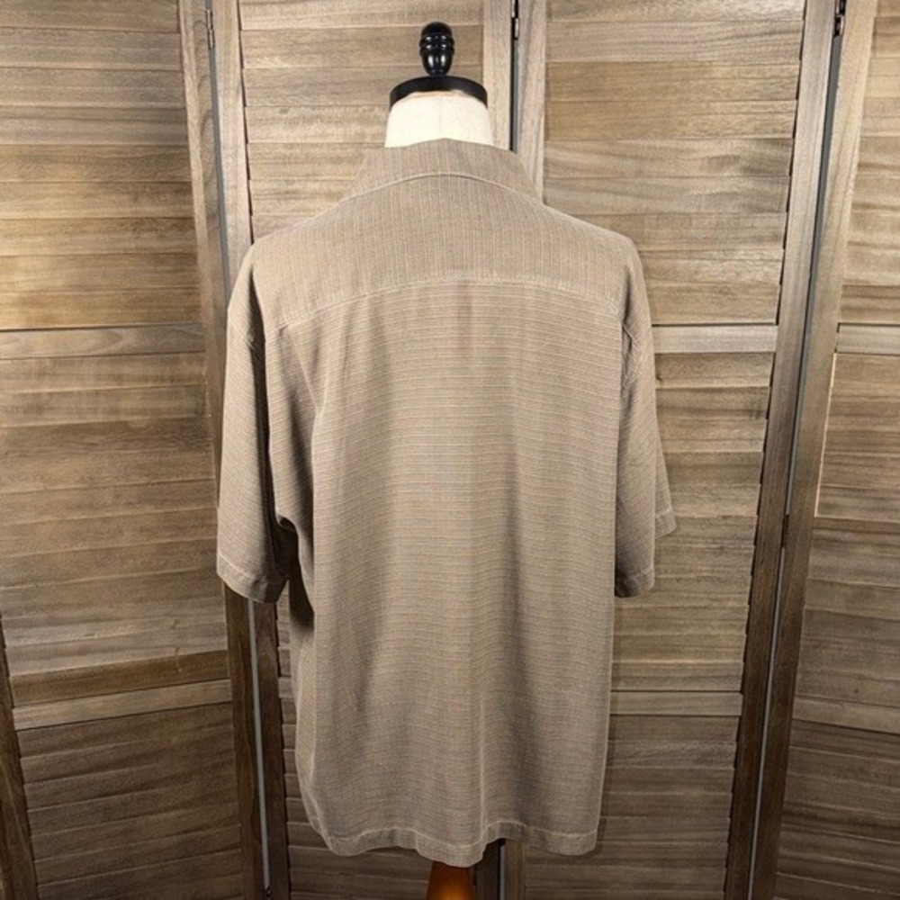 Tommy Bahama Mens XL Brown 100% Silk Tropical Jacquard Short Sleeve Camp Shirt - Picture 5 of 9